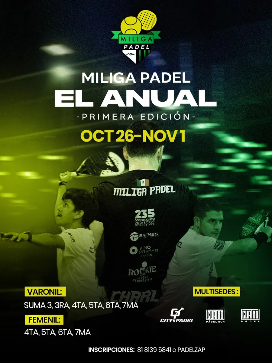 Convocatoria de Miliga Pádel Torneo Anual 2026