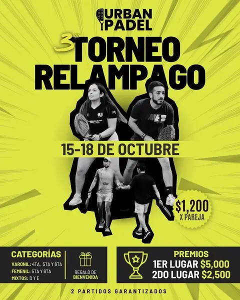 Convocatoria de 3er Torneo Relámpago Urban Padel