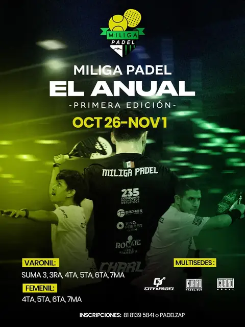 Convocatoria de Miliga Pádel Torneo Anual 2026